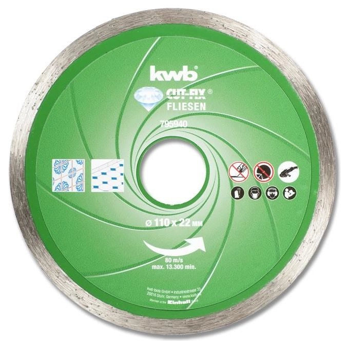 KWB 7959-40 Cut-Fix Disco Diamantato Continuo per Piastrelle e Travertino 110x22 mm