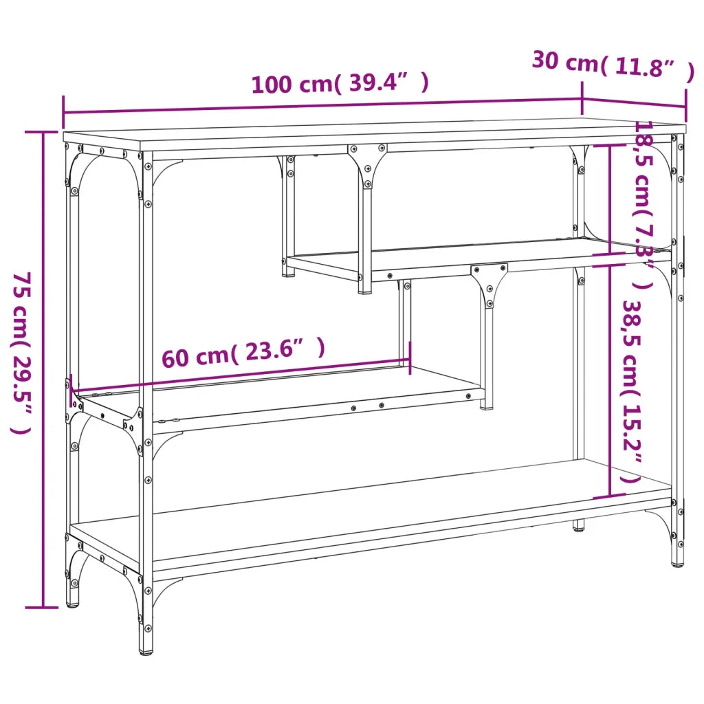 Tavolo Consolle Rovere Sonoma 100x30x75 cm in Legno Multistrato