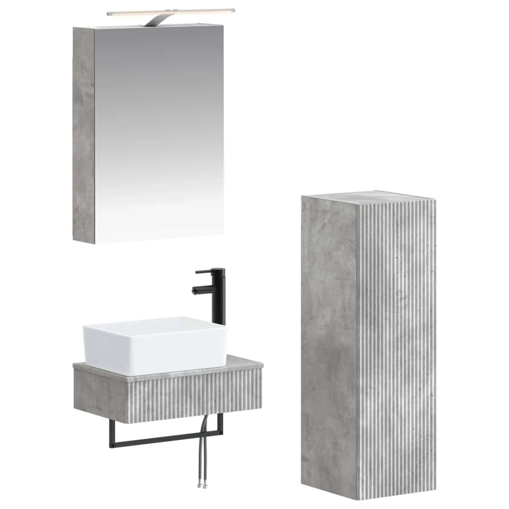Set di Armadi da Bagno 4 pcs Grigio Cemento 50 x 14,5 x 70 cm 3407386