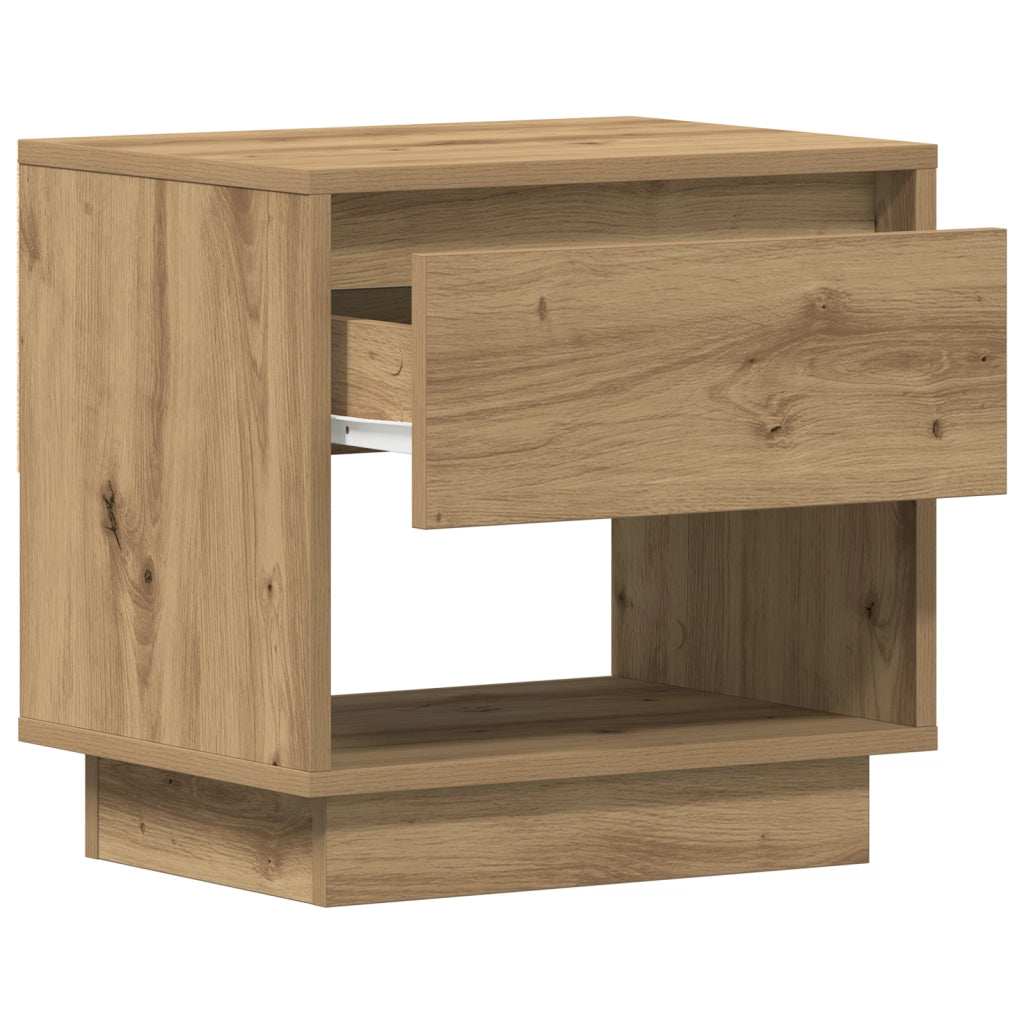 Comodino 2 pz Rovere Artigianale 45x34x47 cm Legno Ingegnerizzato