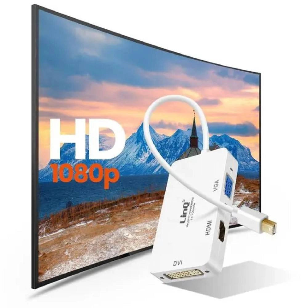 Trade Shop - Adattatore Convertitore Da Mini Displayport 3in1 A Vga Hdmi Dvi Proiettori Mdp-443 -
