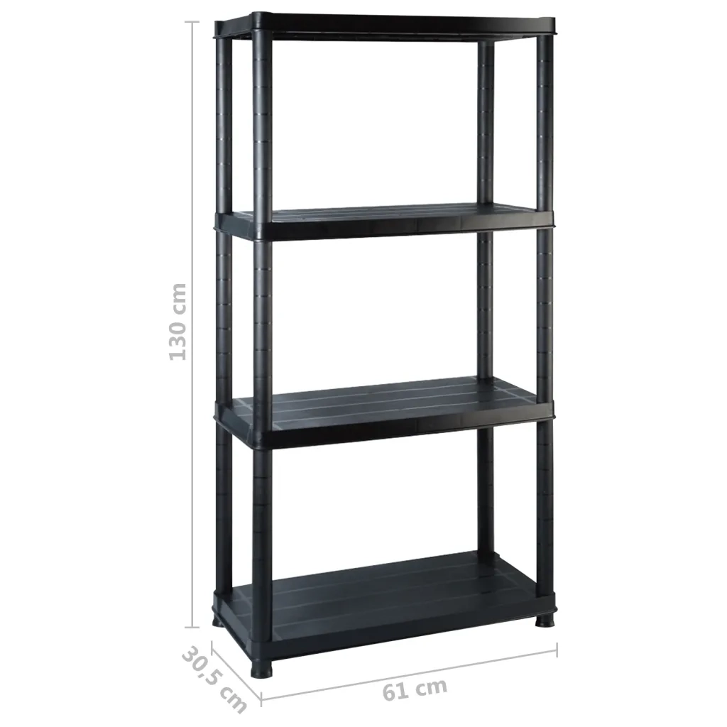 Scaffale a 4 Ripiani Nero 183x30,5x130 cm in Plastica CFW5141339