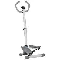 Stepper con Monitor LCD, Manubrio Regolabile ed Elastici, in Acciaio e ABS, Bianco e Grigio