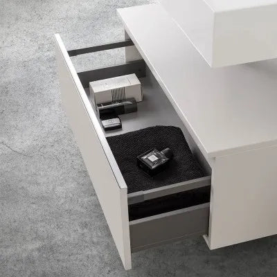Mobile bagno 80 cm grigio perla lavabo sospeso 100 cm Lodi  e specchio Iside