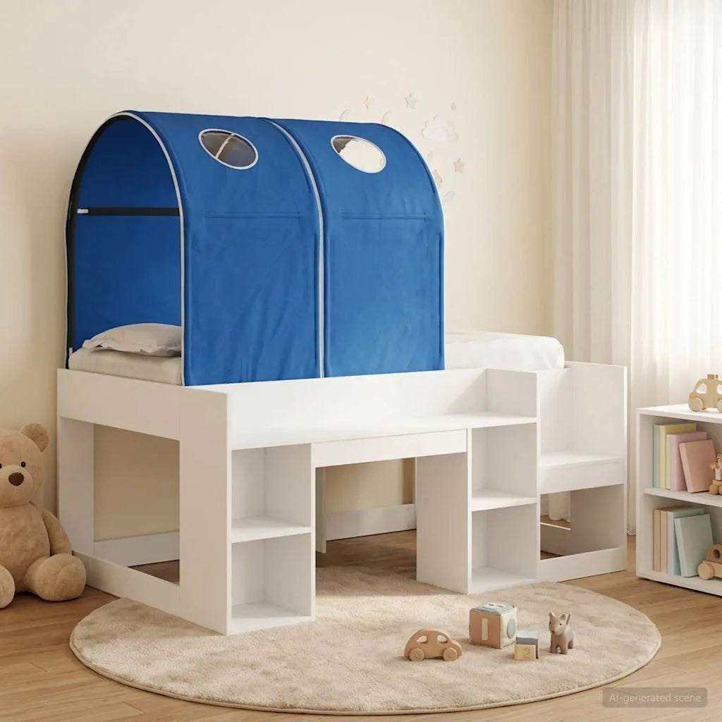 Letto con Tunnel 4 pcs Bianco e Blu Legno ingegnerizzato 3423499