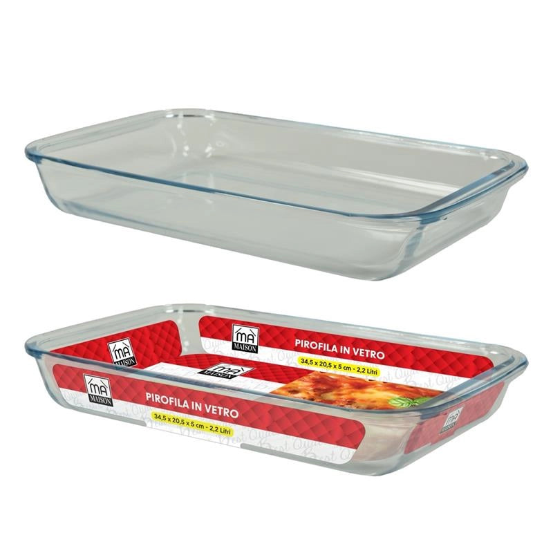 MA MAISON BAKER PIROFILA IN VETRO RETTANGOLARE 34,5X20,5X5 CM CAPIENZA 2,2 LITRI