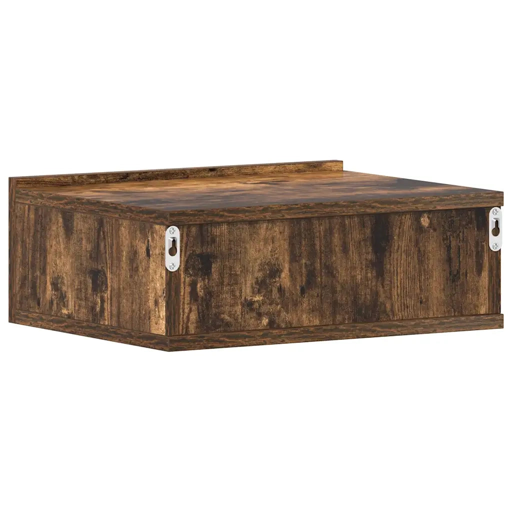 Comodino Pensile-Tavolino da notte Rovere Fumo 40x30x15 cm in Legno Multistrato