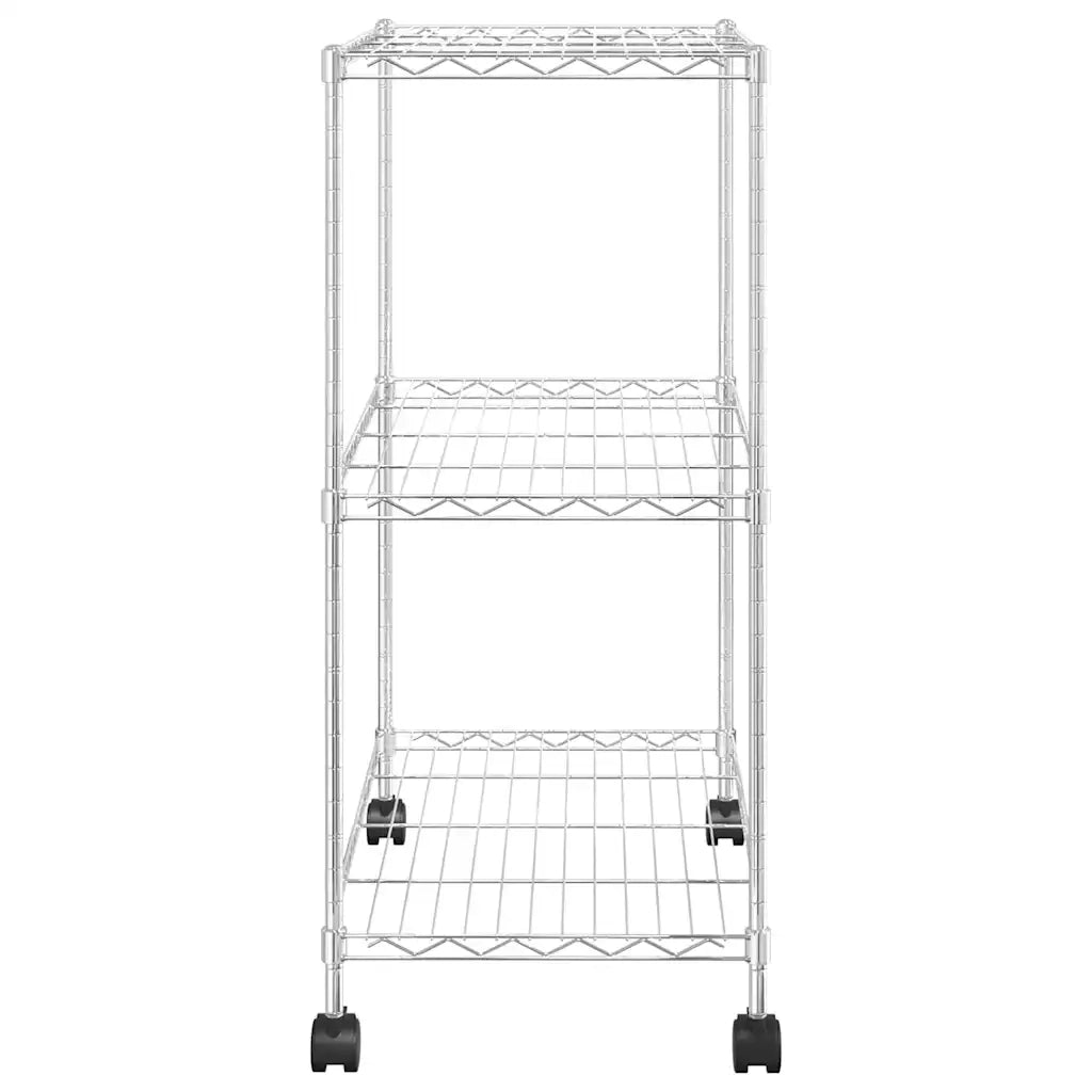 Scaffale a 3 Livelli con Ruote 60x35x81 cm Cromato 150 kg CFW7943702