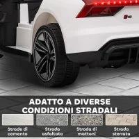 Auto Elettrica per Bambini 3-5 Anni con Telecomando, Sospensioni e Clacson, 103x58x41 cm, Bianca e Nero
