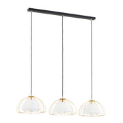 Lampada sospensione Nersy lineare 3 luci E27 nero oro