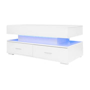 Tavolino da caffè con 2 cassetti; vano aperto e LED - per soggiorno - 100×50×44 cm