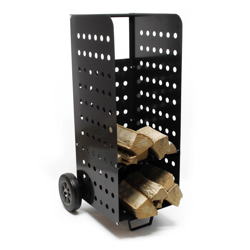 Carrello portalegna da camino XL 53x36x106 cm, con ruote in gomma piena, per trasporto legna da ardere