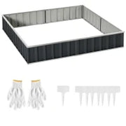 Aiuola Rialzata, Modulabile r Senza Fondo in Acciaio Zincato, 258x90x30 cm, Grigio Scuro