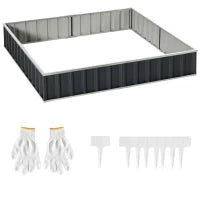 Aiuola Rialzata, Modulabile r Senza Fondo in Acciaio Zincato, 258x90x30 cm, Grigio Scuro