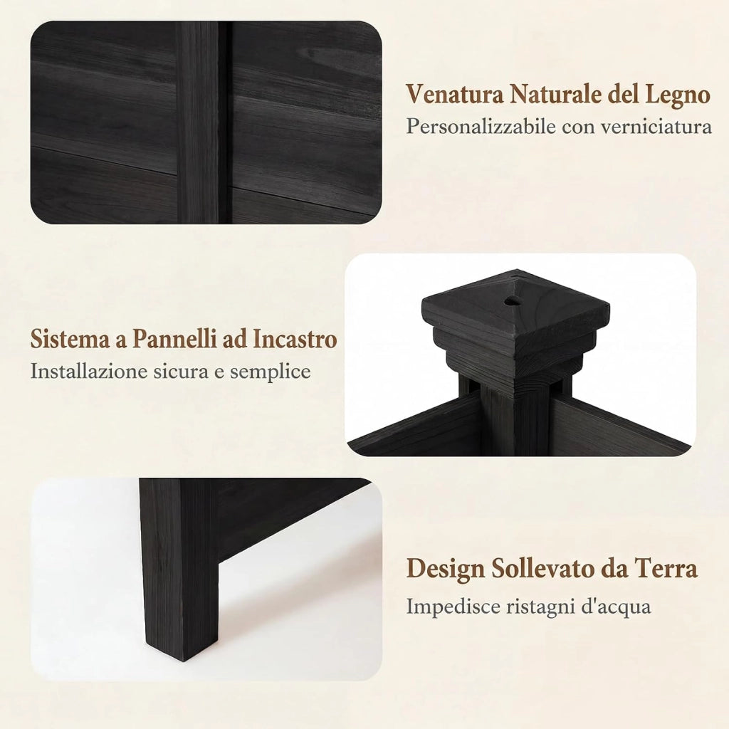 Recinzione da Giardino a 2 Pannelli, Recinto da Esterno in Legno Massello, Pannelli Frangivista a Doghe da Esterno per Copri Bidoni, Condizionatore e Attrezzature
