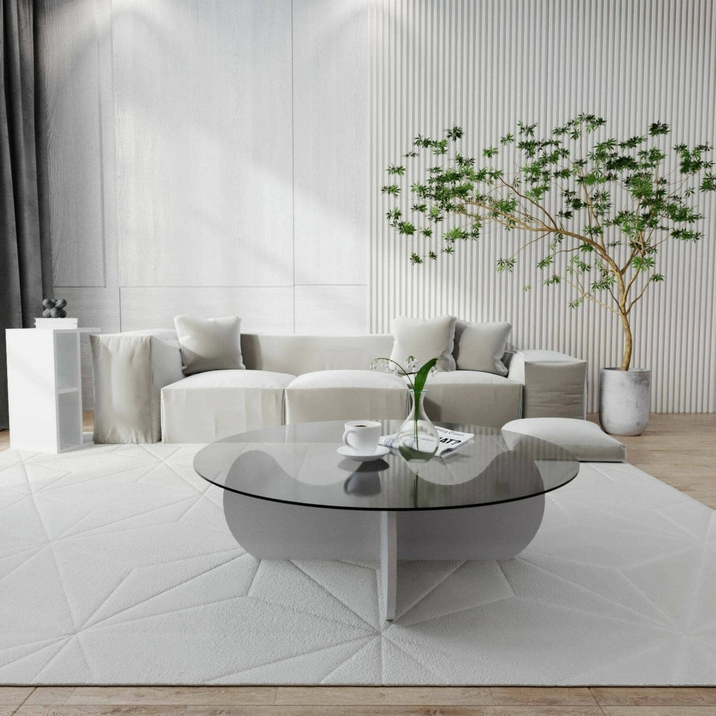 Willow, Tavolino da Salotto Effetto Fume, 90x90x30h cm Bianco