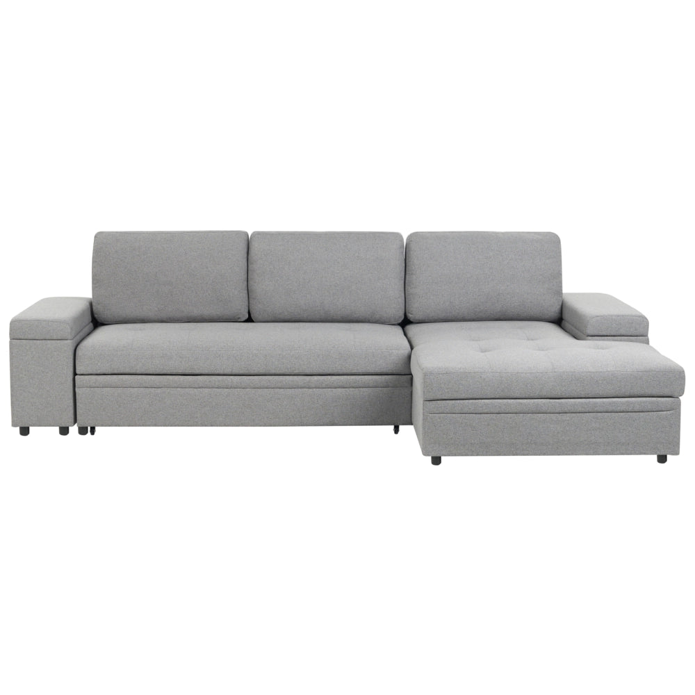 Divano letto angolare Grigio in tessuto imbottito Orientamento a sinistra con letto contenitore