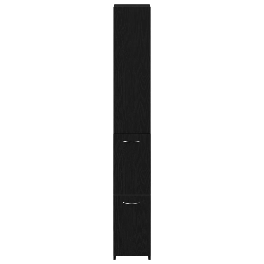Armadio da bagno  Nero Rovere 25x25x170 cm in legno ingegnerizzato
