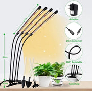 Luminaria LED multifunzionale per piante da interni - Spettro completo, timer automatico e regolabile - Lampada per piante ideale per semi e piante grasse