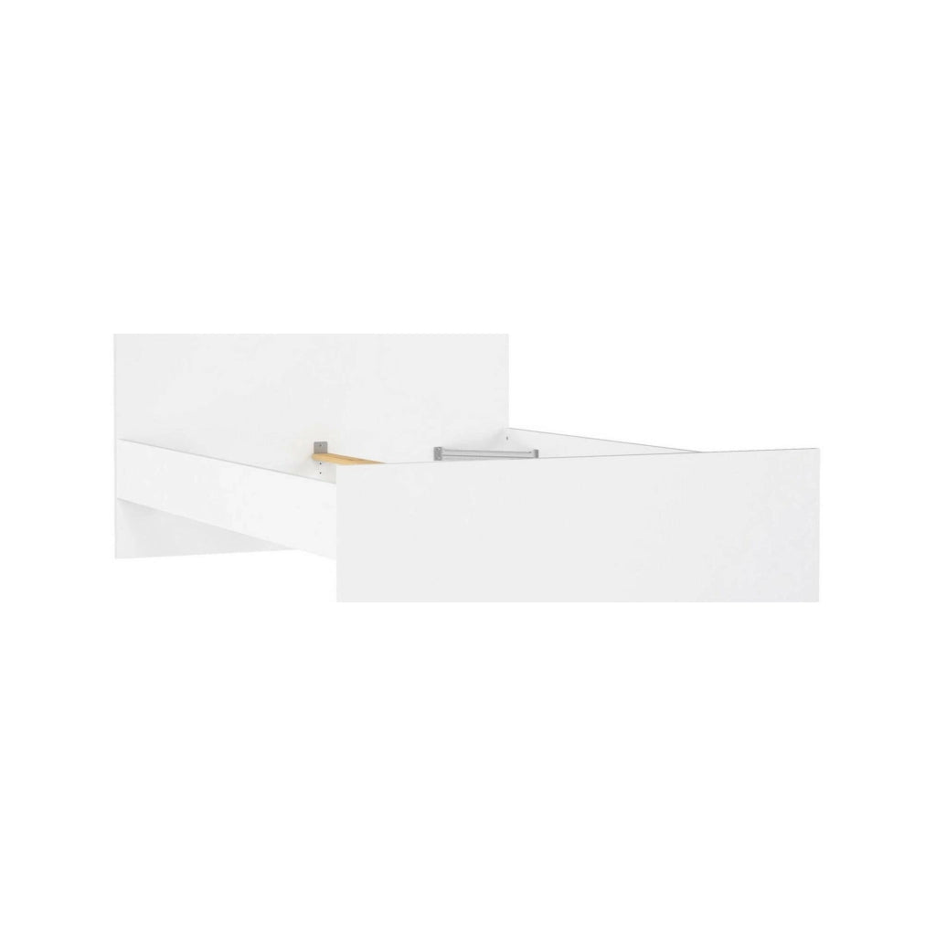 Letto piazza e mezza Gustava, Sommier per camera da letto, Giroletto per stanza, Struttura porta materasso, 197x146 h80 cm, Bianco lucido