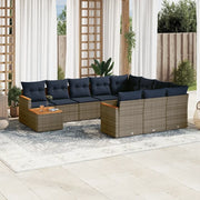 Set Divani da Giardino 11 pz con Cuscini Grigio in Polyrattan 3226369