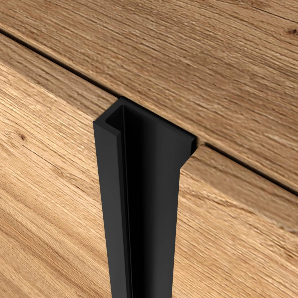 Mobile TV Soggiorno, 212x50x35 cm, Per TV fino a 80", Camino elettrico XXL, Rovere e nero
