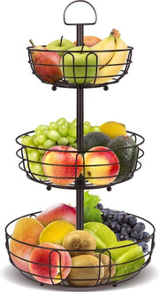 Frigorifero a tre livelli in metallo - vassoio per verdure e frutta in posizione verticale - ciotola per frutta e dolci rimovibile - bronzo