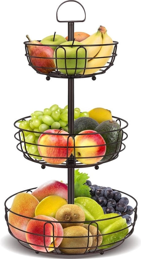 Frigorifero a tre livelli in metallo - vassoio per verdure e frutta in posizione verticale - ciotola per frutta e dolci rimovibile - bronzo