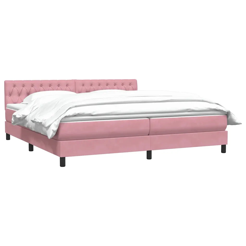 Giroletto a Molle con Materasso Rosa 180x210 cm in Velluto 3316514