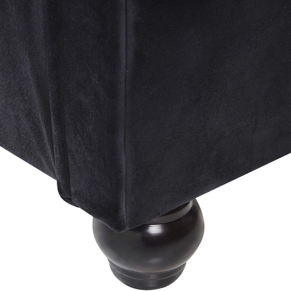 Letto rivestimento in velluto Nero Gambe in legno Nero 180 x 200 cm abbottonato Glam