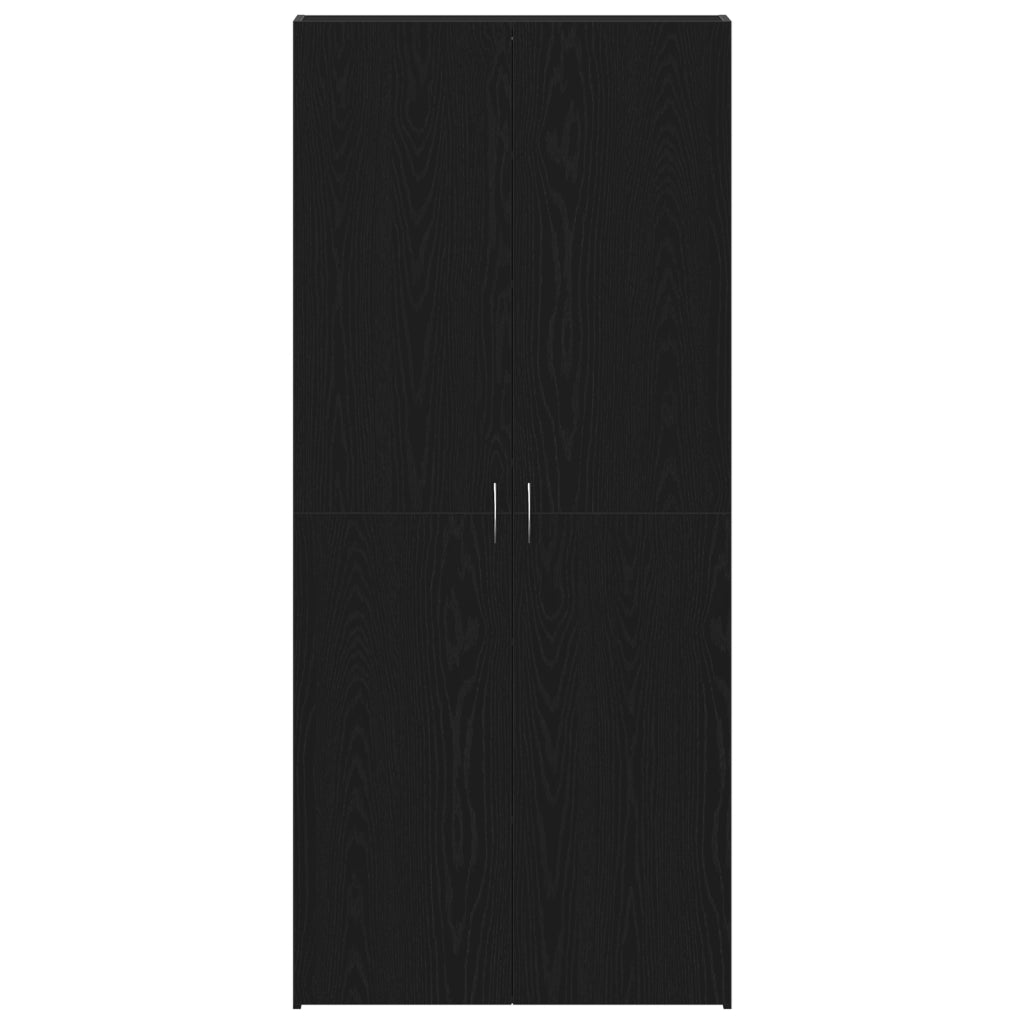 Armadio per scarpe Nero Rovere 80x35,5x180 cm Legno ingegnerizzato