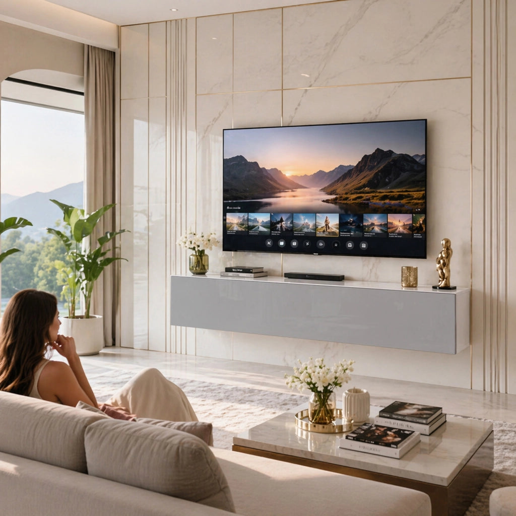 Mobile TV Sospeso Design Minimal Con 3 Vani Contenitore Anta A Ribalta Reversibile Frontale Lucido In Melaminico Per Soggiorno Salotto Zona Living 160 X 34 X 40 Cm Grigio E Bianco