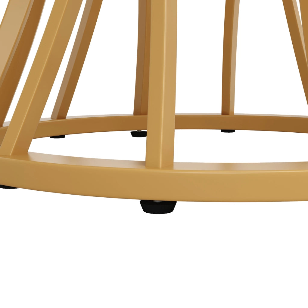 Tavolo da pranzo 80x80x76 cm in MDF e metallo; dorato