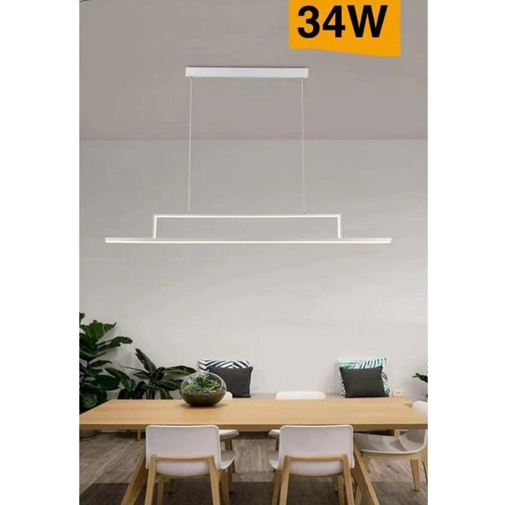 Trade Shop - Lampadario Led 34w A Sospensione Lineare Orizzontale Luce 3000k 6500k 4000k B66-b -