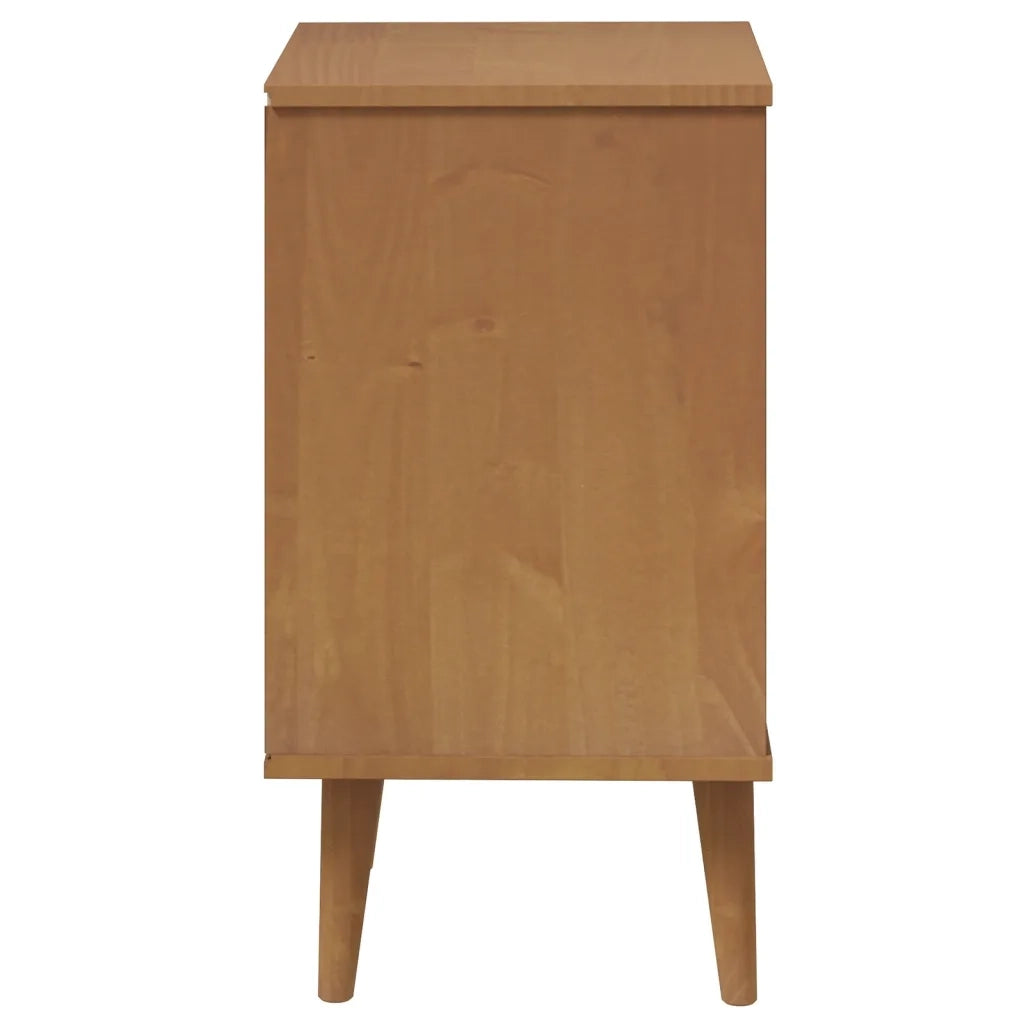 Comodino-Tavolino da notte Marrone MOLDE 40x35x65 cm in Legno Massello di Pino 911043