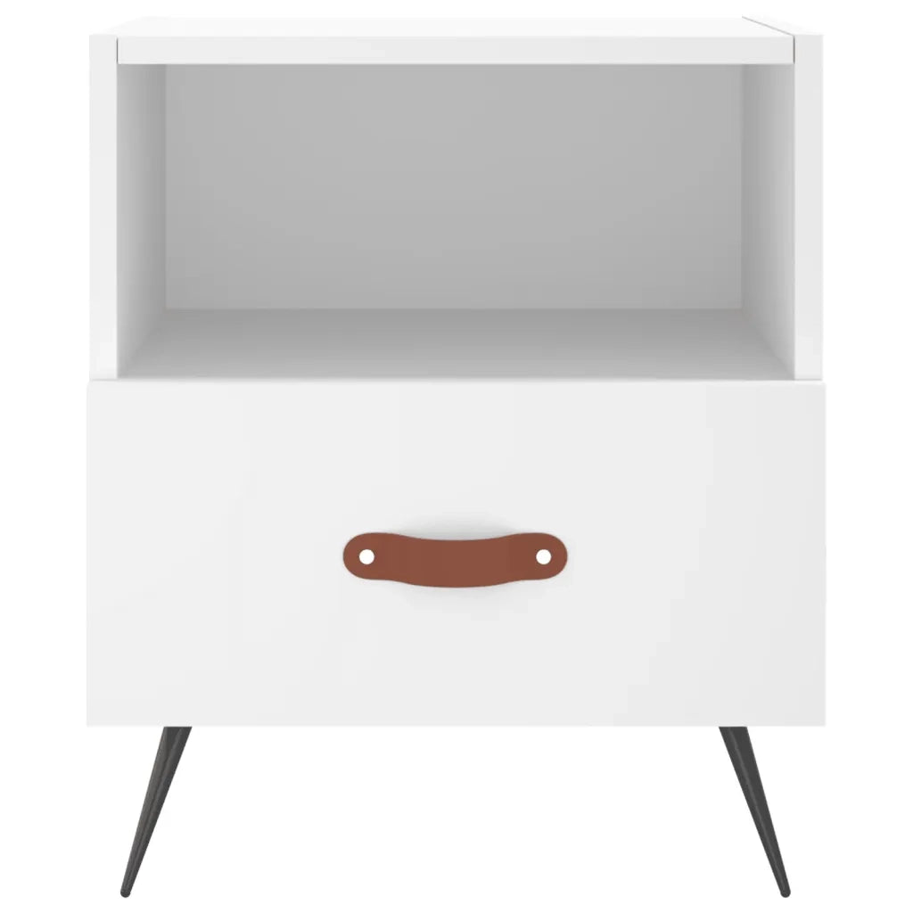 Set di 2 Comodini | Armadio da Notte | Mobiletto da notte Bianchi 40x35x47,5 cm in Legno Multistrato