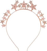 Cintura per capelli con stelle e tiara con strass brillante per matrimonio (rosso oro)