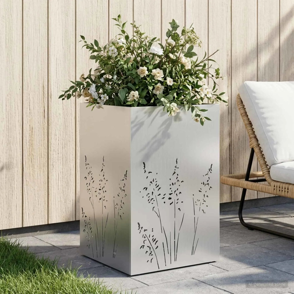 Vaso da giardino Argento 50 x 50 x 75 cm Acciaio zincato 8005774