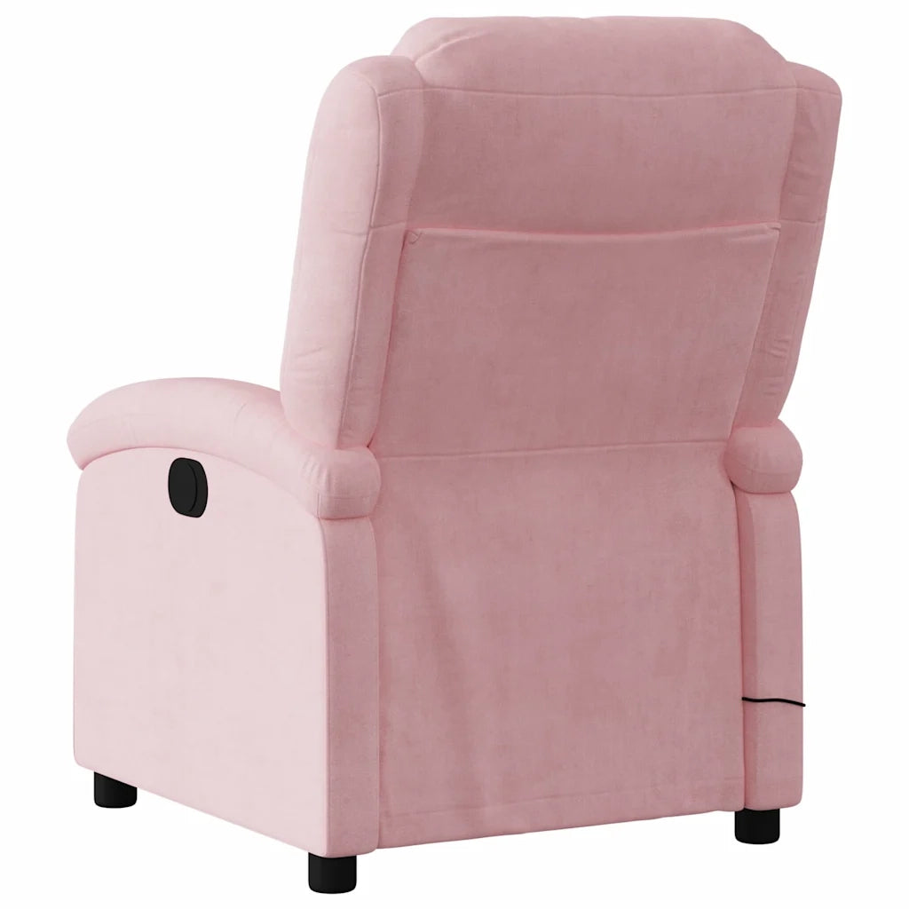 Divano Sedia-Poltrona Massaggiante Reclinabile Rosa in Velluto