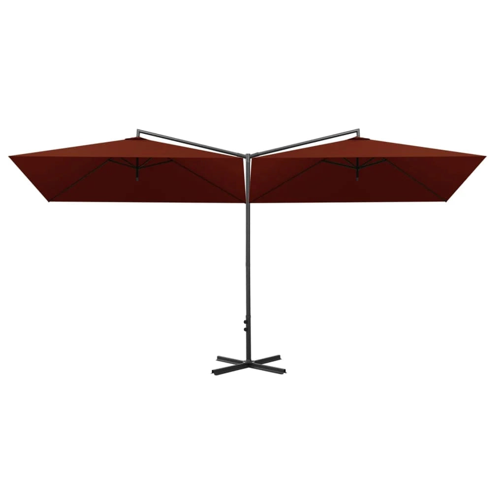 Ombrellone doppio con palo in acciaio terracotta 600 x 300 cm 02_0008436