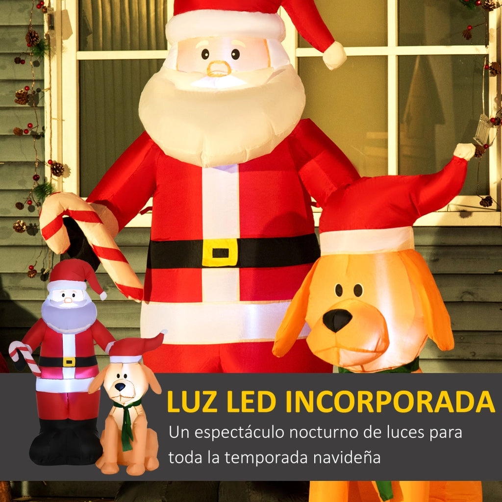Babbo Natale Gonfiabile con Cane ¨C Xylo ¨C LED Multicolore 117x80x157cm