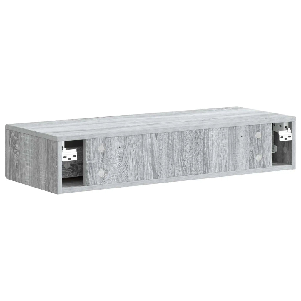 Tavolino da Parete Laterale Grigio Sonoma 87,5 x 34,5 x 17 cm