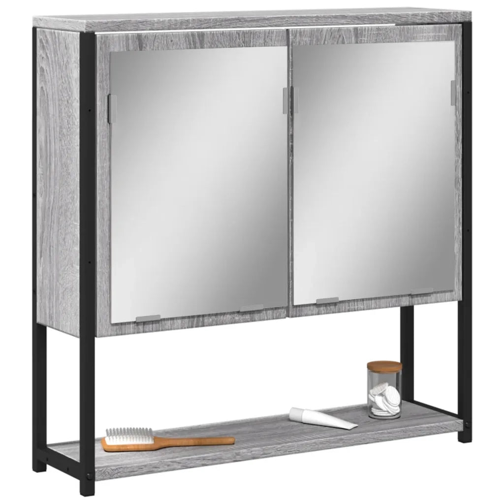 Mobile Specchio da Bagno | Armadio da bagno Grigio Sonoma 60x16x60 cm Multistrato