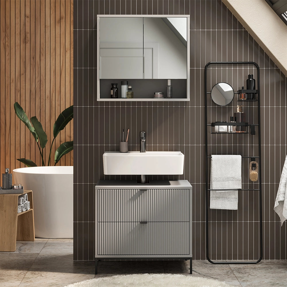 Vicco Set di mobili da bagno Grigio 2 parti