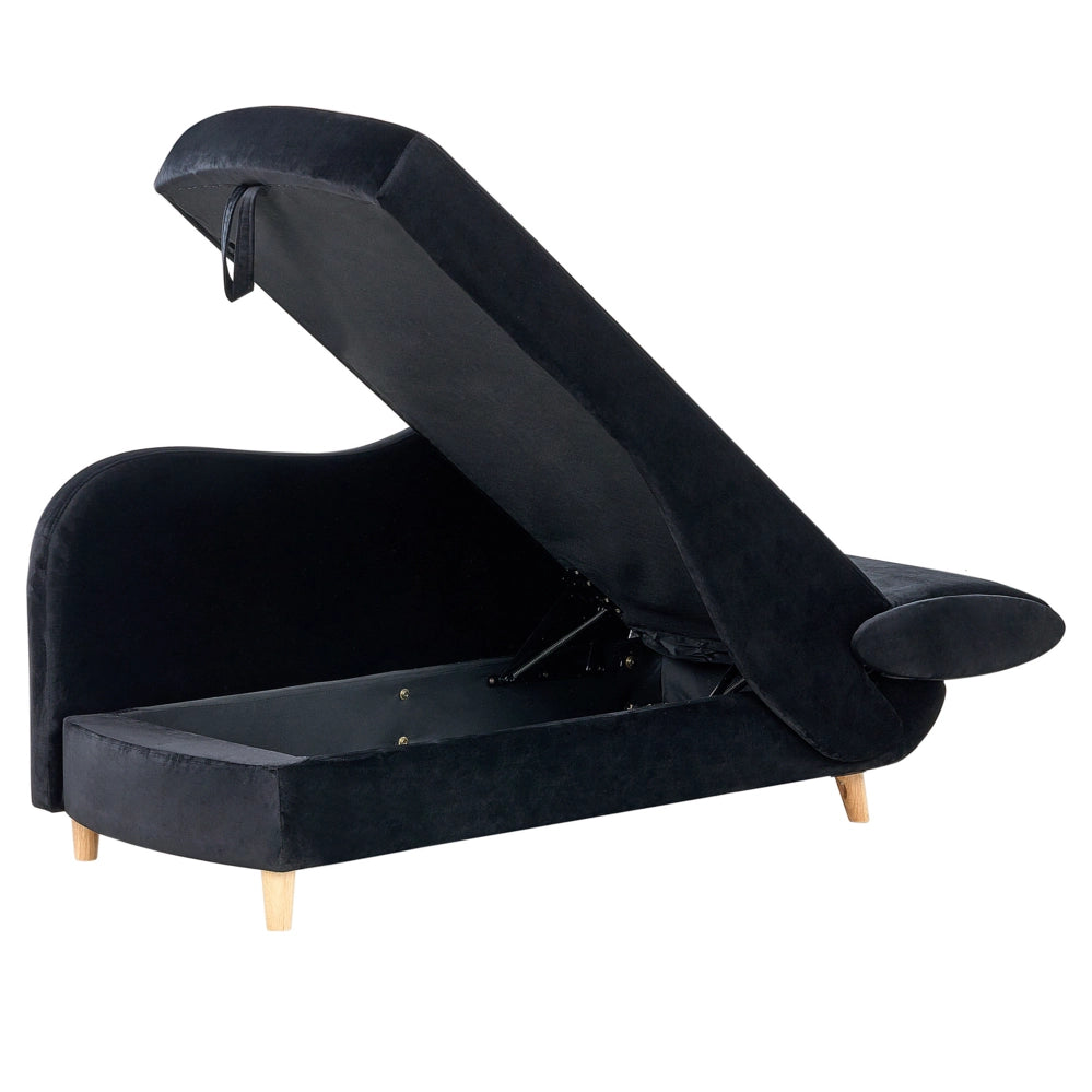 Chaise Longue in velluto nero lato destro con contenitore stile moderno soggiorno