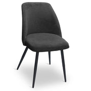 Sedia da sala pranzo Kety in microfibra grigio scuro con gambe in metallo nero