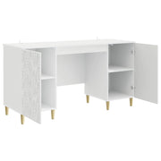 Scrivania | Tavolo da Ufficio Bianco Lucido Legno ingegnerizzato 142,5 x 50 x 75 cm
