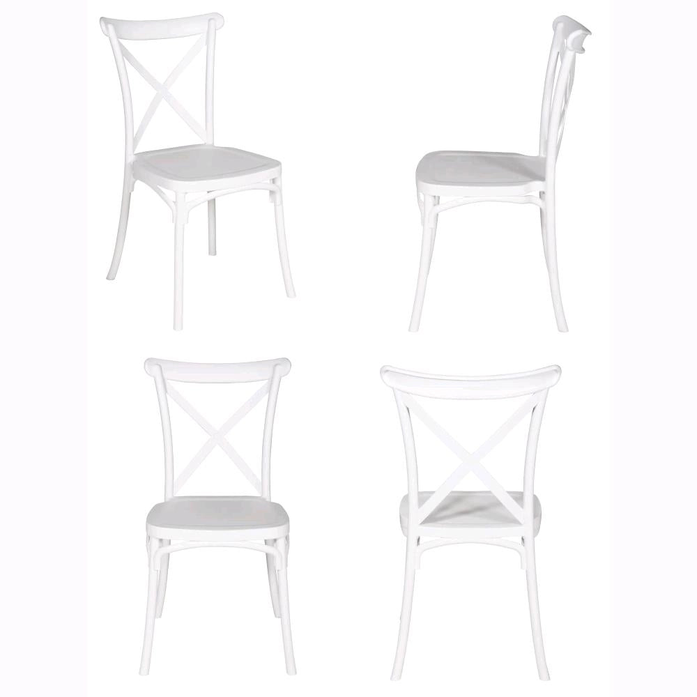 Set 4 Sedie Impilabili in polipropilene 88x53x48 cm Colore Bianco Design Retrò