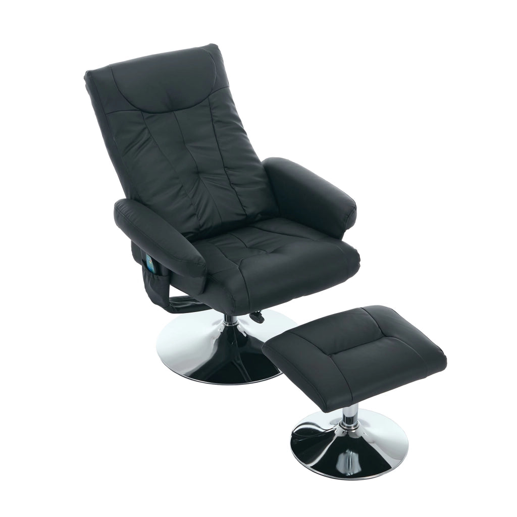 Poltrona Relax Reclinabile Massaggiante con Poggiapiedi ¨C MINIMAL ¨C Elettrica, Girevole, Similpelle Nero