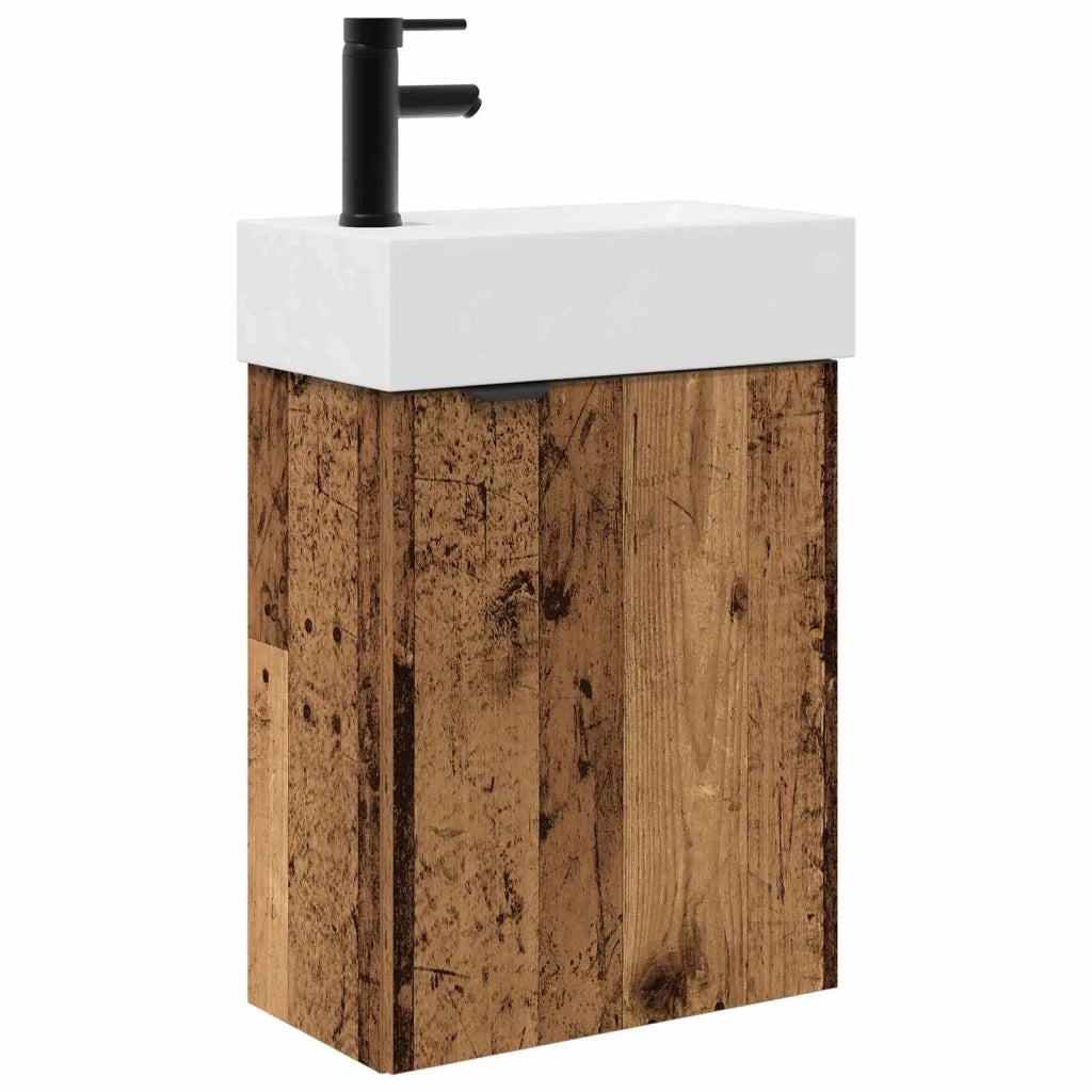 Mobile bagno con rubinetto Legno antico 45,5 x 22,5 x 84 cm 889431